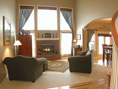 Cozy great room, cathedral ceiling...