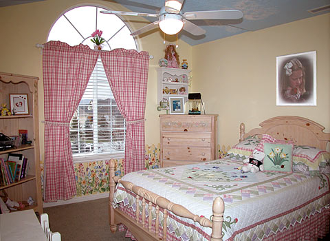 Decorated bedroom on the top level...