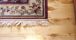 Rustic Birch hardwood floor with Cherry wood inlay - front door to back exit