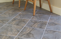 Breakfast bar room tile floor...