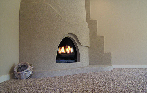 All custom gas fireplace...