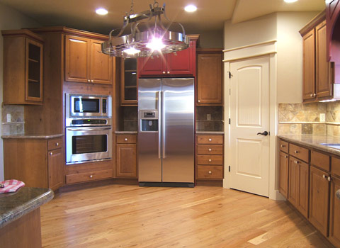 Glass cabinet doors, stainless oven & micro wave, Bosch frig... large pantry w/auto light...