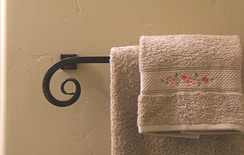 Wrought-iron towel holder, hand textured wall...